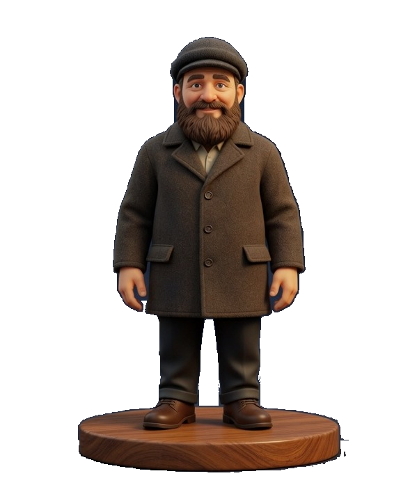 Bompa, seul, en figurine : barbe, bonnet et manteau.