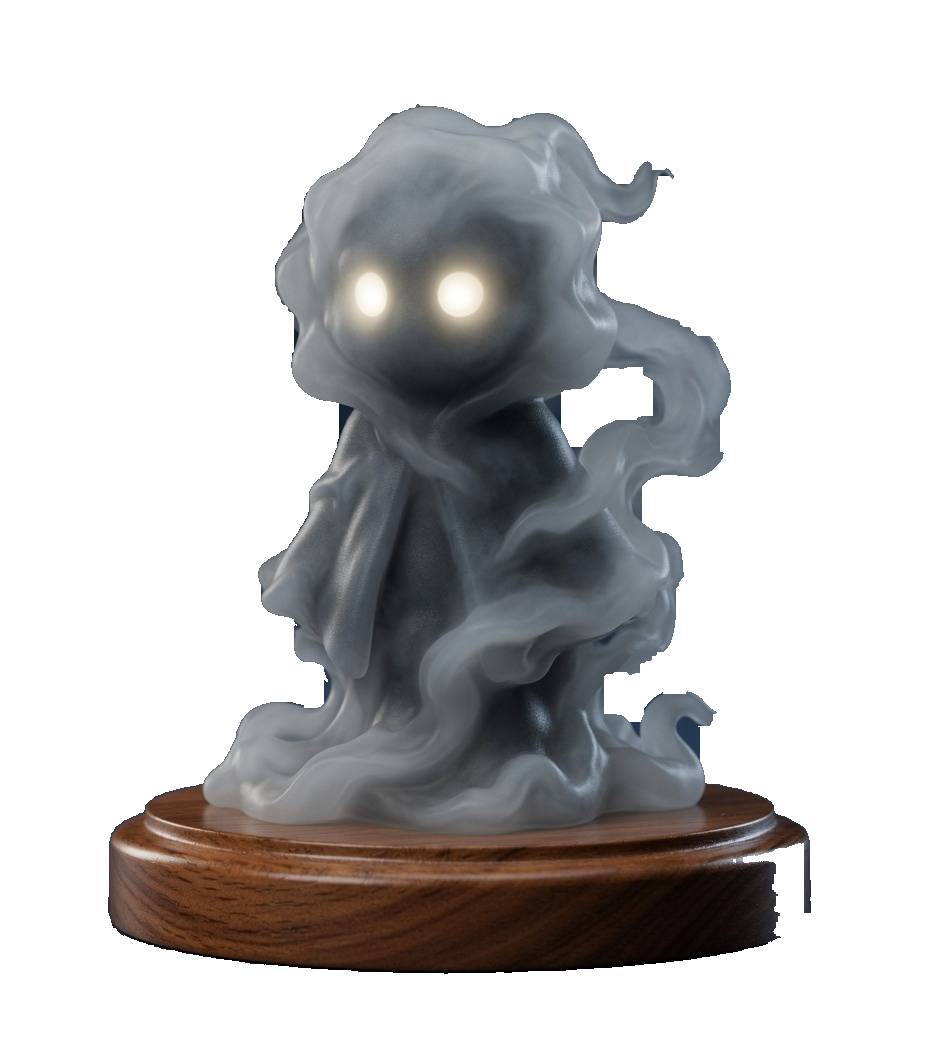 Le Grisâtre, seul, en figurine : une brume grise avec deux yeux pâles.
